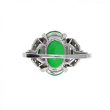 Art Deco Platinum Natural Jadeite Diamond Ring