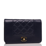 Chanel Navy Leather Vintage Style Mademoiselle Wallet On Chain (WOC)
