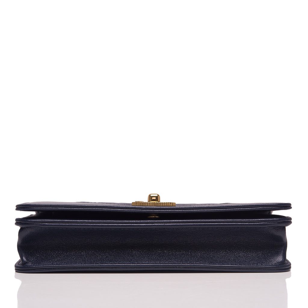Chanel Navy Leather Vintage Style Mademoiselle Wallet On Chain (WOC)