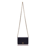 Chanel Navy Leather Vintage Style Mademoiselle Wallet On Chain (WOC)