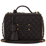 Chanel Black Caviar Medium Filigree Vanity Case