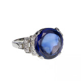 Art Deco Fancy Cut Sapphire and Diamond Ring