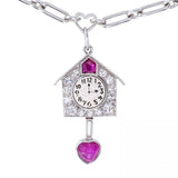 1930s Art Deco Sapphire Ruby Diamond Platinum Charm Bracelet
