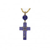 Early Victorian Lapiz Lazuli and Diamond Cross and Chain