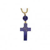 Early Victorian Lapiz Lazuli and Diamond Cross and Chain