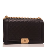 Chanel Black Quilted Lambskin New Medium Boy Bag
