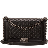 Chanel Black Quilted Lambskin New Medium Boy Bag
