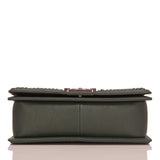 Chanel Paris In Rome Dark Green Quilted Calfskin Medium Boy Bag With Handle
