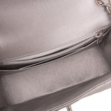 Chanel Silver Chevron Quilted Caviar Square Mini Flap Bag