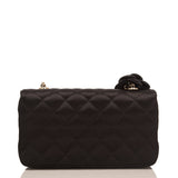 Chanel Black Quilted Satin Camellia Mini Flap Bag