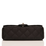 Chanel Black Quilted Satin Camellia Mini Flap Bag
