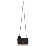 Chanel Black Quilted Satin Camellia Mini Flap Bag