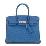 Hermes Mykonos Ostrich Birkin 30cm Palladium Hardware