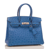 Hermes Mykonos Ostrich Birkin 30cm Palladium Hardware
