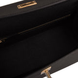 Hermes Black Epsom Sellier Kelly 25cm Gold Hardware