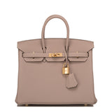Hermes Gris Tourterelle Togo Birkin 25cm Gold Hardware