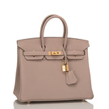 Hermes Gris Tourterelle Togo Birkin 25cm Gold Hardware