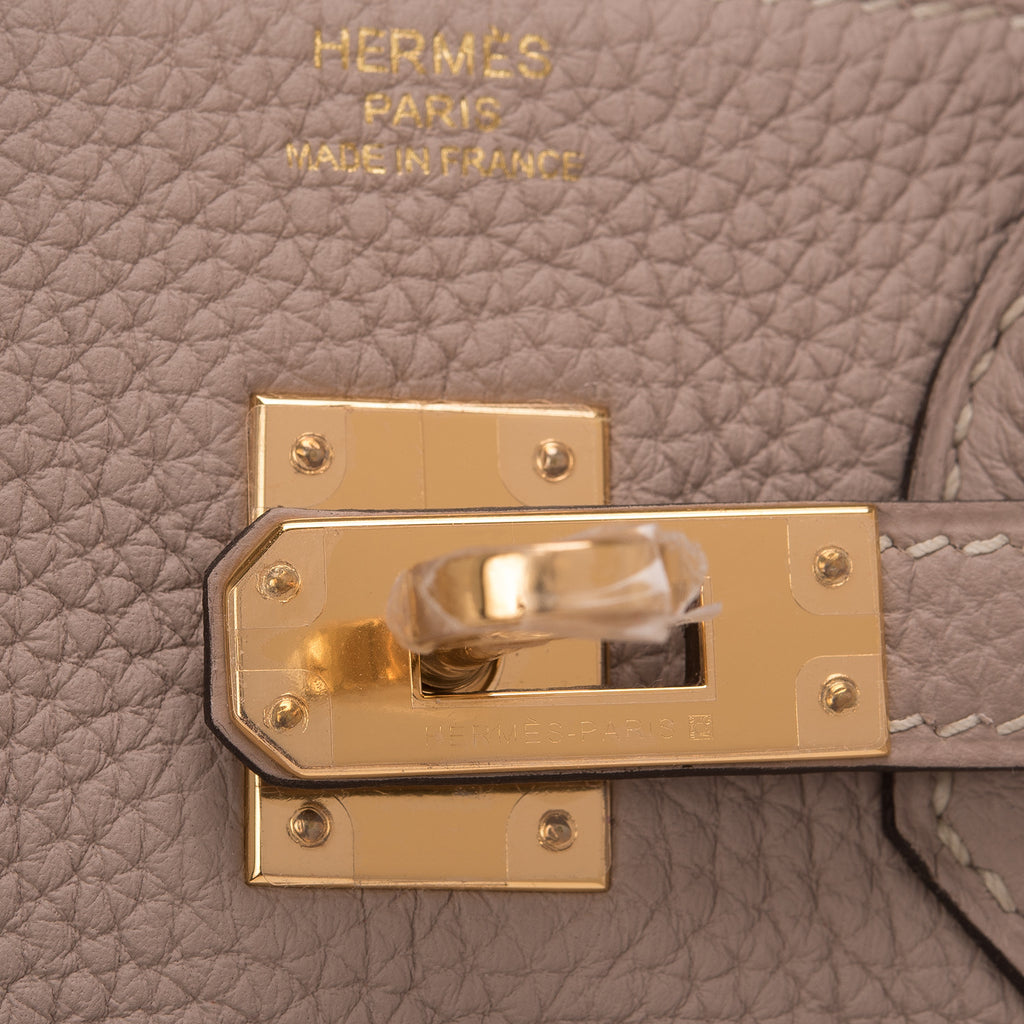 Hermes Gris Tourterelle Togo Birkin 25cm Gold Hardware