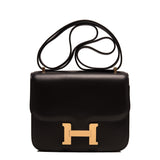 Hermes Black Evercalf Mini Constance 18cm Gold Hardware
