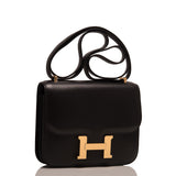 Hermes Black Evercalf Mini Constance 18cm Gold Hardware