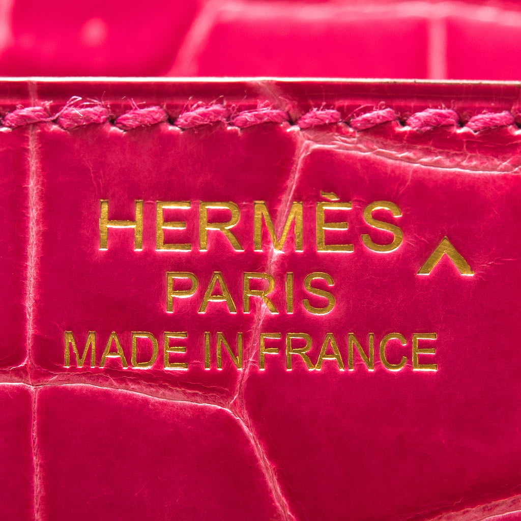 Hermes Rose Tyrien Shiny Porosus Crocodile Birkin 35cm Gold Hardware