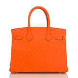 Hermes Tangerine Ostrich Birkin 30cm Gold Hardware