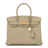Hermes Sage Clemence Birkin 30cm Gold Hardware