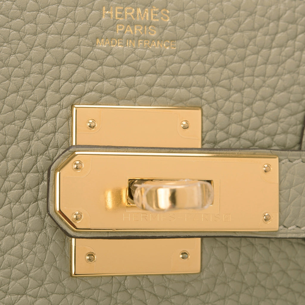 Hermes Sage Clemence Birkin 30cm Gold Hardware