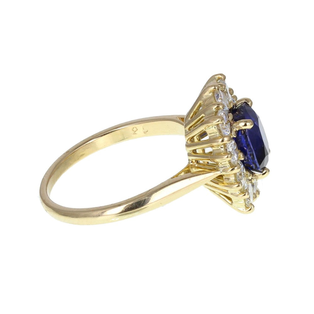 Cushion Sapphire and Diamond Cluster Ring