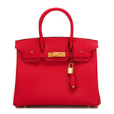 Hermes Rouge Casaque Epsom Birkin 30cm Gold Hardware