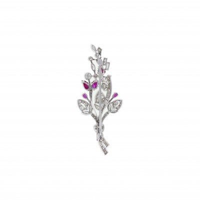 Edwardian Ruby and Diamond Bouquet Brooch