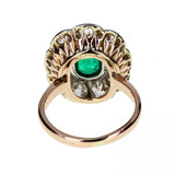 Antique Oval Emerald and Diamond Cluster Ring