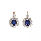 Antique Sapphire and Diamond Cluster Earrings