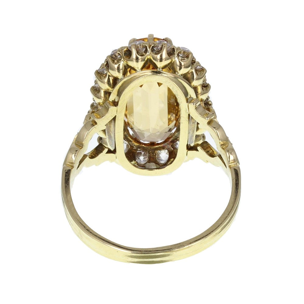 Yellow Topaz and Diamond Cluster Ring