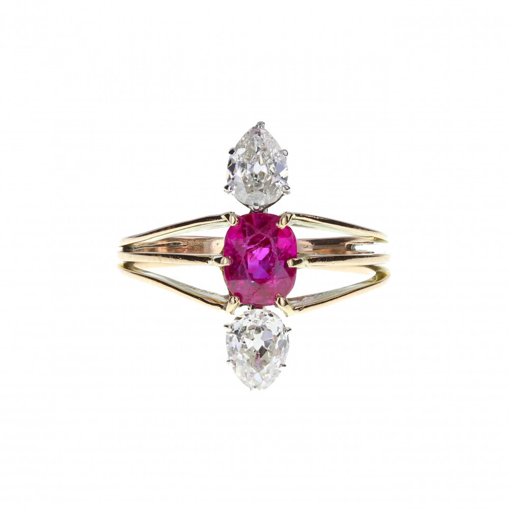 Burma Ruby Fancy Antique Ring