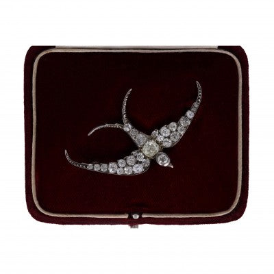Beautiful Diamond Swallow in Flight Brooch