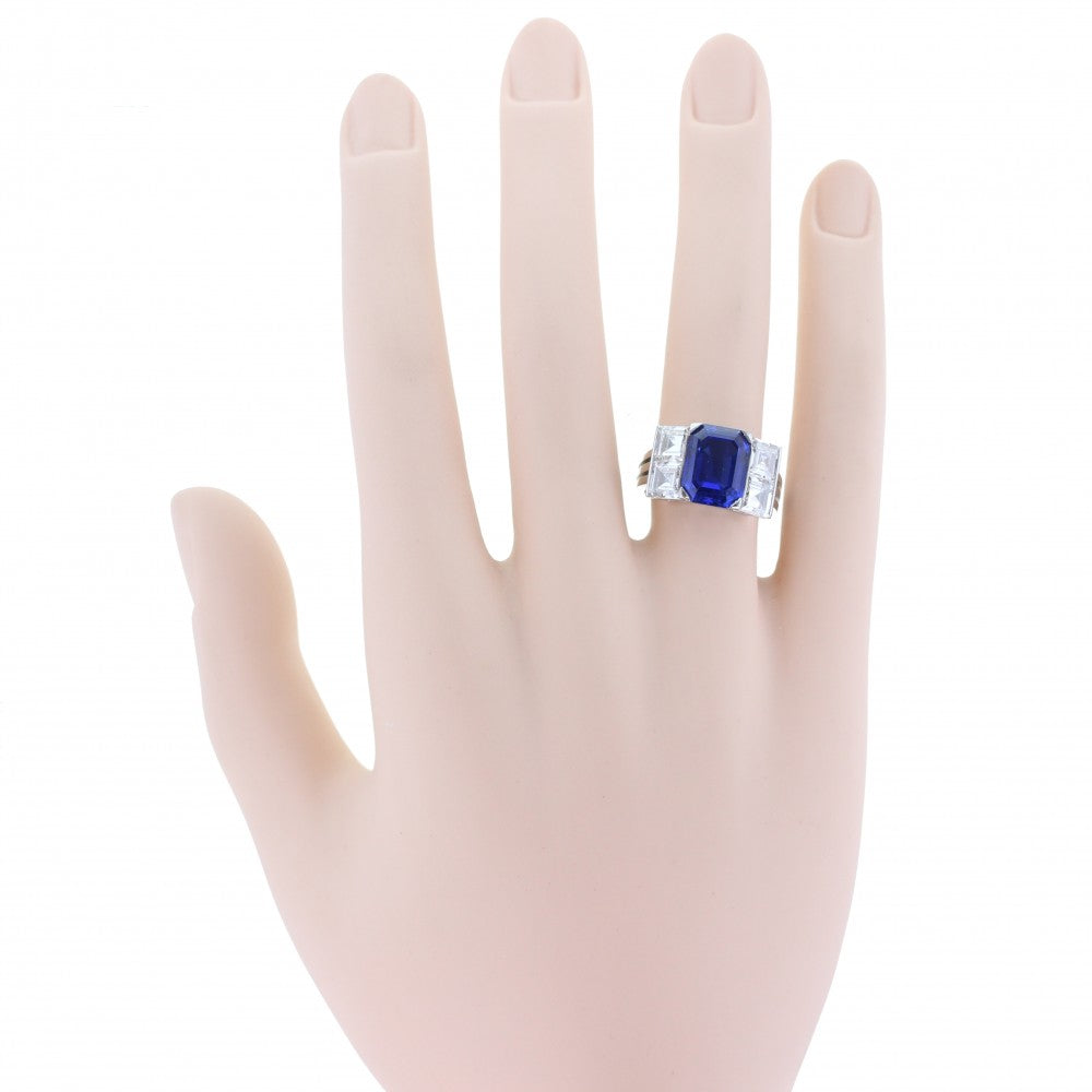 5.30 Carat Unheated Ceylon Sapphire Diamond Ring