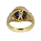 Antique Diamond Solitaire Ring with Sapphire Halo