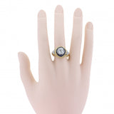Antique Diamond Solitaire Ring with Sapphire Halo