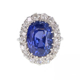 Colour Change Sapphire Diamond Oval Cluster Ring