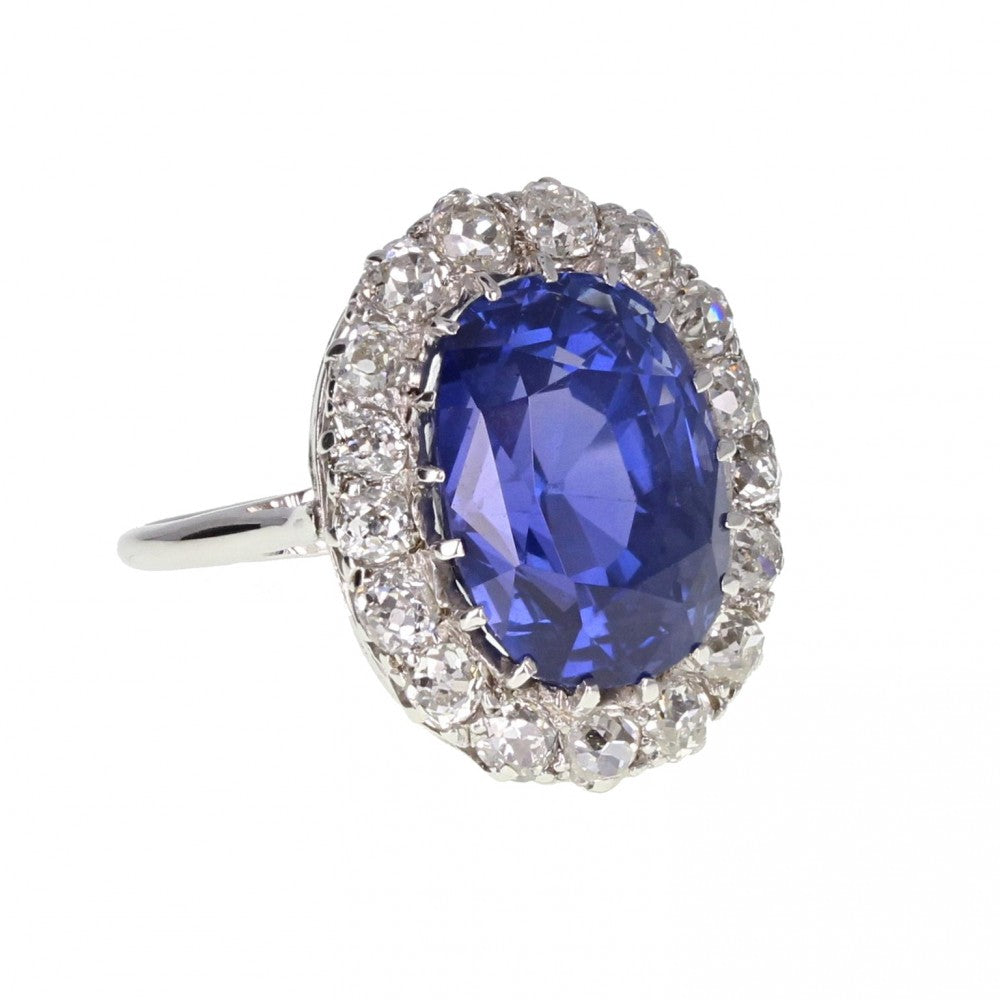 Colour Change Sapphire Diamond Oval Cluster Ring