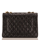 Chanel Vintage Black Quilted Lambskin Jumbo Classic Flap Bag