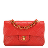 Chanel Vintage Red Quilted Lambskin Classic Double Flap Bag