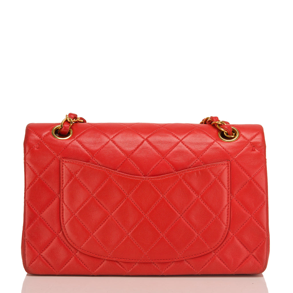 Chanel Vintage Red Quilted Lambskin Classic Double Flap Bag