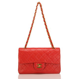 Chanel Vintage Red Quilted Lambskin Classic Double Flap Bag