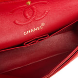 Chanel Vintage Red Quilted Lambskin Classic Double Flap Bag
