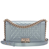 Chanel Light Blue Iridescent Calfskin Medium Boy Bag