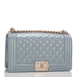 Chanel Light Blue Iridescent Calfskin Medium Boy Bag