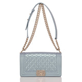 Chanel Light Blue Iridescent Calfskin Medium Boy Bag