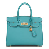 Hermes Blue Paon Epsom Birkin 30cm Gold Hardware
